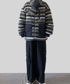 Japanese-Style Retro Reversible Collarless Scarf Jacket for Men and Women - Loose-Fitting Thick Unisex Cotton Winter Coat