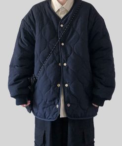 Japanese-Style Retro Reversible Collarless Scarf Jacket for Men and Women - Loose-Fitting Thick Unisex Cotton Winter Coat