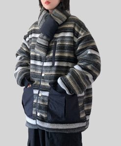 Japanese-Style Retro Reversible Collarless Scarf Jacket for Men and Women - Loose-Fitting Thick Unisex Cotton Winter Coat