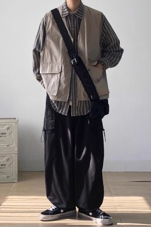 Japanese-Style Retro Striped Faux Two-Piece Work Shirt Jacket for Men and Women, Spring Autumn College Style Loose Fit