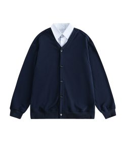 Japanese-Style Retro Two-Piece Shirt Collar Cardigan Sweatshirt for Men and Women - Loose Casual Couple Jacket for Spring and Autumn