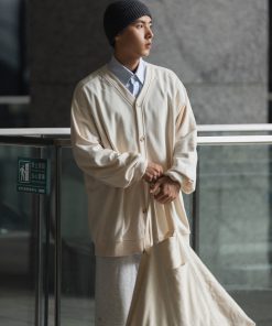 Japanese-Style Retro Two-Piece Shirt Collar Cardigan Sweatshirt for Men and Women - Loose Casual Couple Jacket for Spring and Autumn