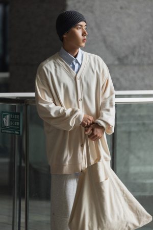 Japanese-Style Retro Two-Piece Shirt Collar Cardigan Sweatshirt for Men and Women - Loose Casual Couple Jacket for Spring and Autumn