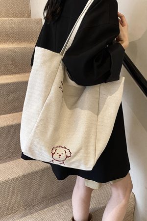 Japanese-Style Striped Canvas Tote Bag for Women - Large Capacity Shopping Bag for Travel and Commuting, 2025 Design