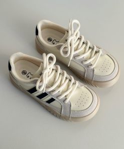 Japanese-Style Thick-Soled Casual Skate Shoes for Spring 2025 - Versatile Little White Sneakers
