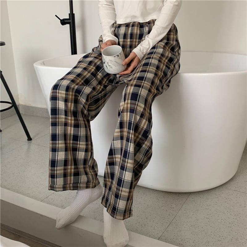 Jean Under Dress, Cute Outfits Warm Weather - Elasticated Waist Checkered Sweatpants Jean Under Dress, Cute Outfits Warm Weather - Elasticated Waist Checkered Sweatpants