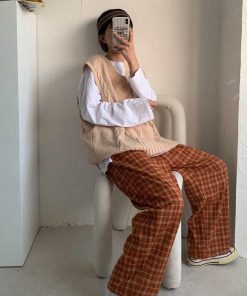 Jean Under Dress, Cute Outfits Warm Weather - Elasticated Waist Checkered Sweatpants