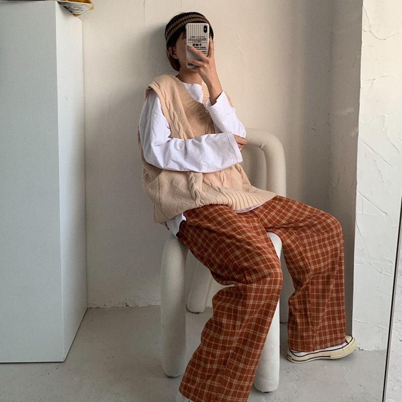 Jean Under Dress, Cute Outfits Warm Weather - Elasticated Waist Checkered Sweatpants Jean Under Dress, Cute Outfits Warm Weather - Elasticated Waist Checkered Sweatpants