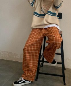 Jean Under Dress, Cute Outfits Warm Weather - Elasticated Waist Checkered Sweatpants