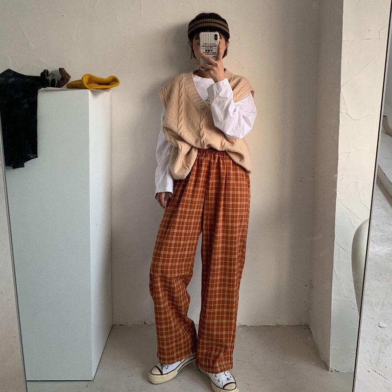 Jean Under Dress, Cute Outfits Warm Weather - Elasticated Waist Checkered Sweatpants Jean Under Dress, Cute Outfits Warm Weather - Elasticated Waist Checkered Sweatpants