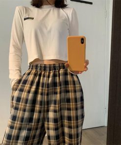 Jean Under Dress, Cute Outfits Warm Weather - Elasticated Waist Checkered Sweatpants