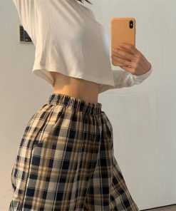 Jean Under Dress, Cute Outfits Warm Weather - Elasticated Waist Checkered Sweatpants