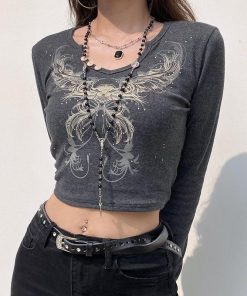 Jeans And Denim, Nyc Winter Fits - Fairy Grunge Butterfly Crop Top