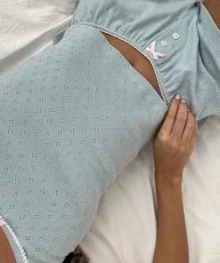 Jeans Top Aesthetic, Chic Shirts - Pointelle Two Piece Pajama Set