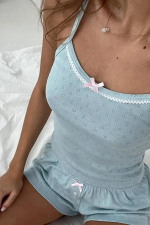 Jeans Top Aesthetic, Chic Shirts - Pointelle Two Piece Pajama Set