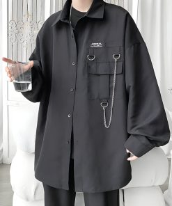 Jeans Top Aesthetic, Unapproachable Outfits - Chain Detailed Long Sleeve Shirt