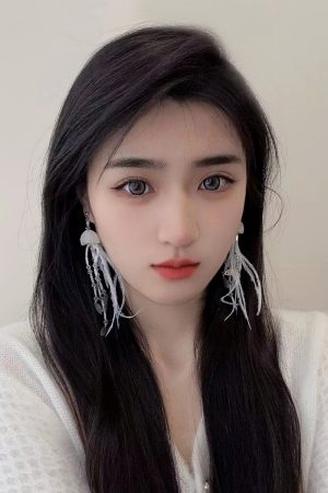 Jellyfish Pink Feather Tassel Earrings for Women - Long Seaside Vacation Style, Flattering Design for a Unique Look