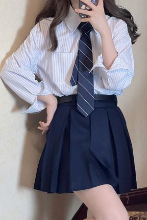 JK Striped Long Sleeve and Short Sleeve Shirt for Women, Pudding Bear Design, Japanese Style Autumn Top, 2025 Spring Fashion