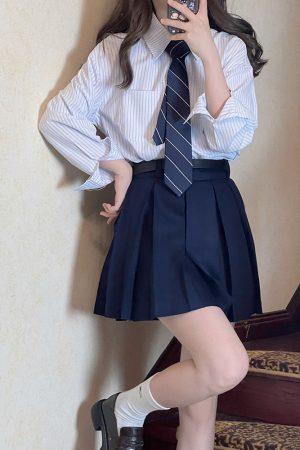 JK Striped Long Sleeve and Short Sleeve Shirt for Women, Pudding Bear Design, Japanese Style Autumn Top, 2025 Spring Fashion