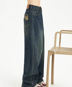 Kawaii Fashion, Pretty Outfits - Distressed Pockets Wide Leg Baggy Jeans