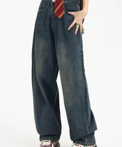 Kawaii Fashion, Pretty Outfits - Distressed Pockets Wide Leg Baggy Jeans