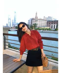 Khaki Chenille Mini Skirt for Women - High-Waisted Slim A-Line Style for Spring Fashion, Trendy Bodycon Look