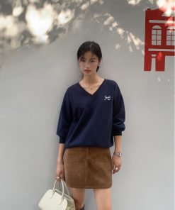 Khaki Chenille Mini Skirt for Women - High-Waisted Slim A-Line Style for Spring Fashion, Trendy Bodycon Look