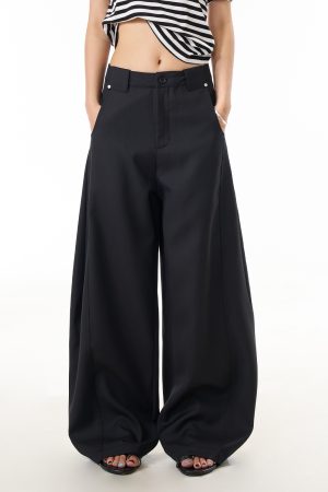 Khaki Curved Knife Straight Pants for Women - American Retro Loose Straight Leg Slimming Wide-Leg Trousers for Commuting