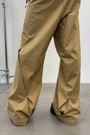 Khaki High-Waisted Structured Wide-Leg Casual Trousers - Trendy Y2K Style, Chic and Comfortable, Perfect for Everyday Wear