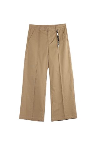 Khaki High-Waisted Structured Wide-Leg Casual Trousers - Trendy Y2K Style, Chic and Comfortable, Perfect for Everyday Wear
