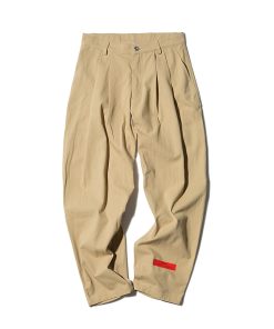 Khaki Twill Tapered Pants with Roaring Beast Print - Trendy Y2K Style for Casual Chic Outfits