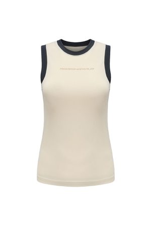 Khaki Vintage Seamless Vest with Roaring Beast Design - Retro 90s Style Tank Top for Trendy Streetwear Fashion