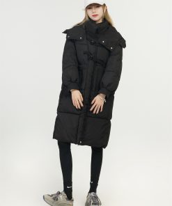 Knee-Length Women's Down Cotton Puffer Jacket - 2025 Spring Korean Style for Petite Women - Off-Season Clearance Fashion Coat