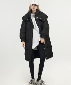 Knee-Length Women's Down Cotton Puffer Jacket - 2025 Spring Korean Style for Petite Women - Off-Season Clearance Fashion Coat