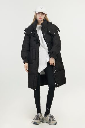 Knee-Length Women's Down Cotton Puffer Jacket - 2025 Spring Korean Style for Petite Women - Off-Season Clearance Fashion Coat