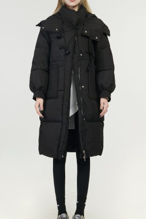 Knee-Length Women's Down Cotton Puffer Jacket - 2025 Spring Korean Style for Petite Women - Off-Season Clearance Fashion Coat
