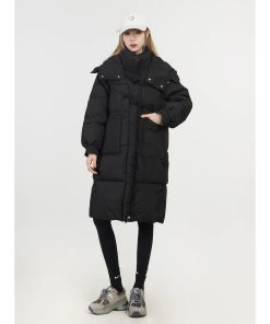 Knee-Length Women's Down Cotton Puffer Jacket - 2025 Spring Korean Style for Petite Women - Off-Season Clearance Fashion Coat