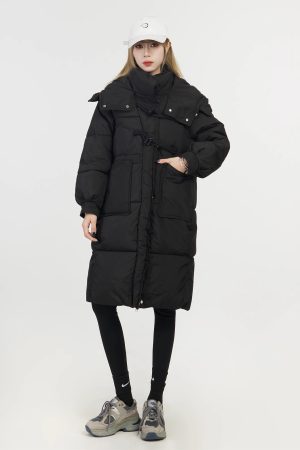 Knee-Length Women's Down Cotton Puffer Jacket - 2025 Spring Korean Style for Petite Women - Off-Season Clearance Fashion Coat