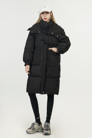 Knee-Length Women's Down Cotton Puffer Jacket - 2025 Spring Korean Style for Petite Women - Off-Season Clearance Fashion Coat