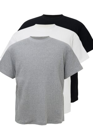 Knitted Slim Fit T-Shirt with Small Neckline and Clean Fit Short Sleeves for Summer - Trendy Wheat Color