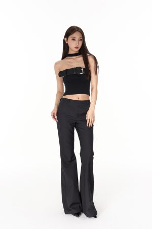 Knitted Wool Halter Slim Fit Strapless Top - Soft, Skin-Friendly Off-Shoulder Women's Shirt for Y2K and Korean Style Looks