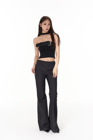 Knitted Wool Halter Slim Fit Strapless Top - Soft, Skin-Friendly Off-Shoulder Women's Shirt for Y2K and Korean Style Looks