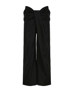 Knotted Low-Waist Black Wide-Leg Casual Pants - Minimalist Solid Color Slim Straight Trousers for Summer Style