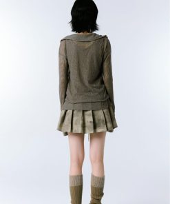 Korea December Outfit, Korea January Outfit - Grunge Asymmetric Long Sleeve Lace Top