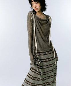 Korea December Outfit, Korea January Outfit - Grunge Asymmetric Long Sleeve Lace Top