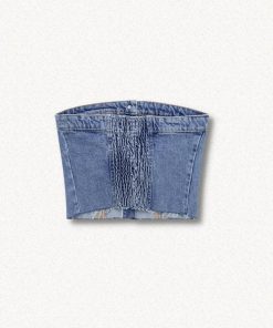 Korea Outfit Winter, Winter In Korea Outfit - Cowgirl Button Up Denim Tube Top