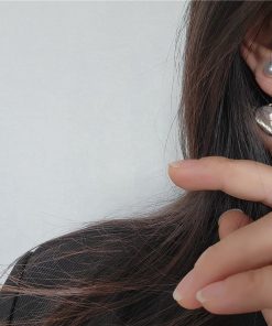 Korean and Japanese Inspired Textured Heart-Shaped Glossy Pearl Mixed Earrings for Women - Niche Fashion Jewelry