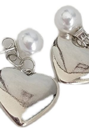 Korean and Japanese Inspired Textured Heart-Shaped Glossy Pearl Mixed Earrings for Women - Niche Fashion Jewelry