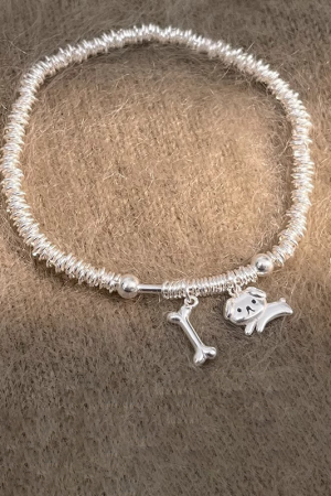 Korean and Japanese Style Lightweight Luxury Dog Bone Pendant Bracelet for Women â€“ High-Quality Niche Design