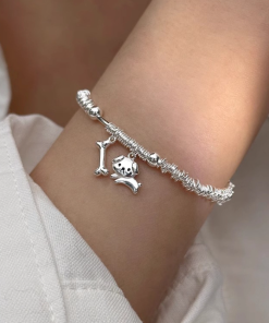 Korean and Japanese Style Lightweight Luxury Dog Bone Pendant Bracelet for Women â€“ High-Quality Niche Design